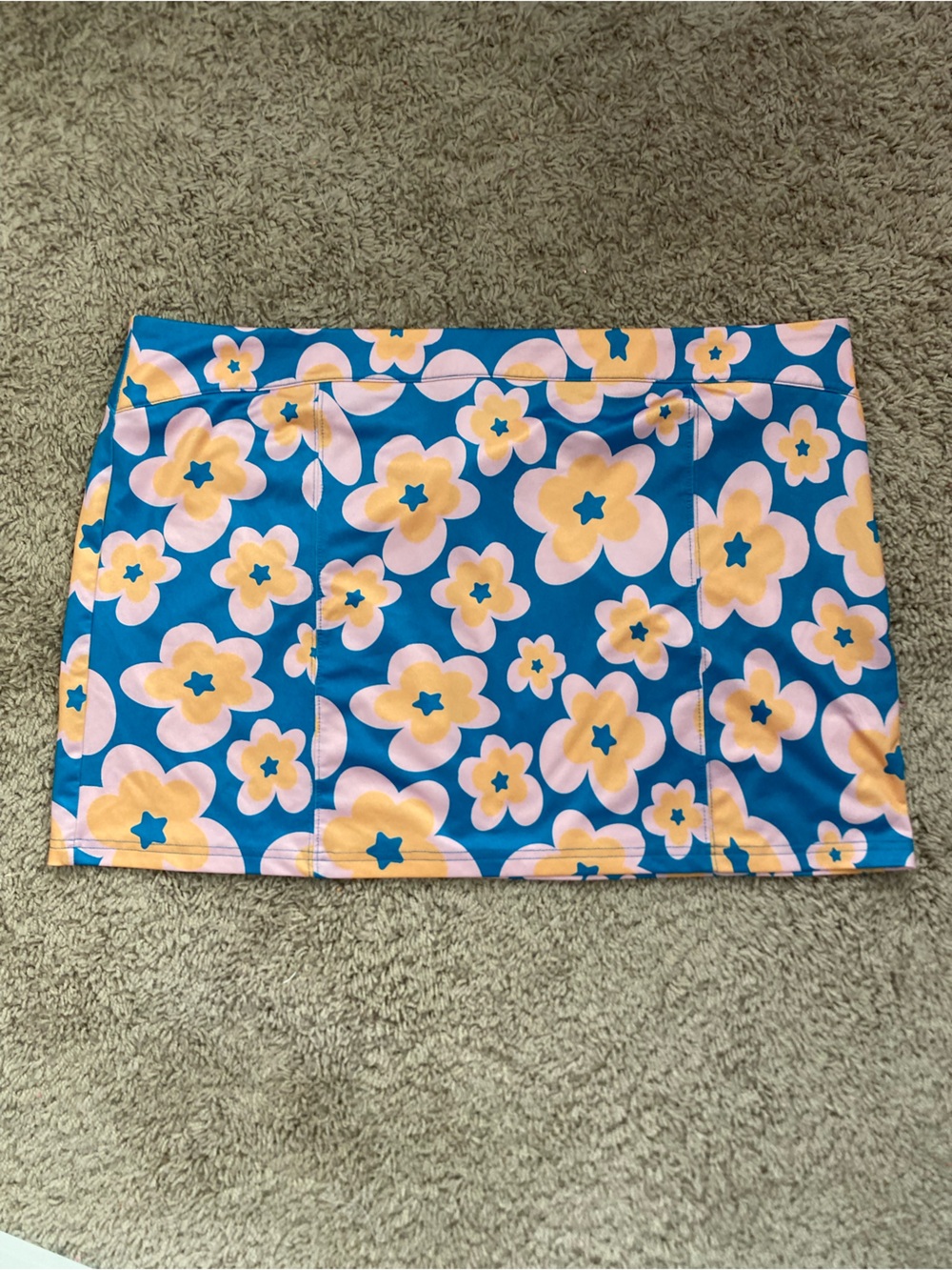 Princess Polly | Blue Floral Skirt with Orange and Pink Flowers | Size 12